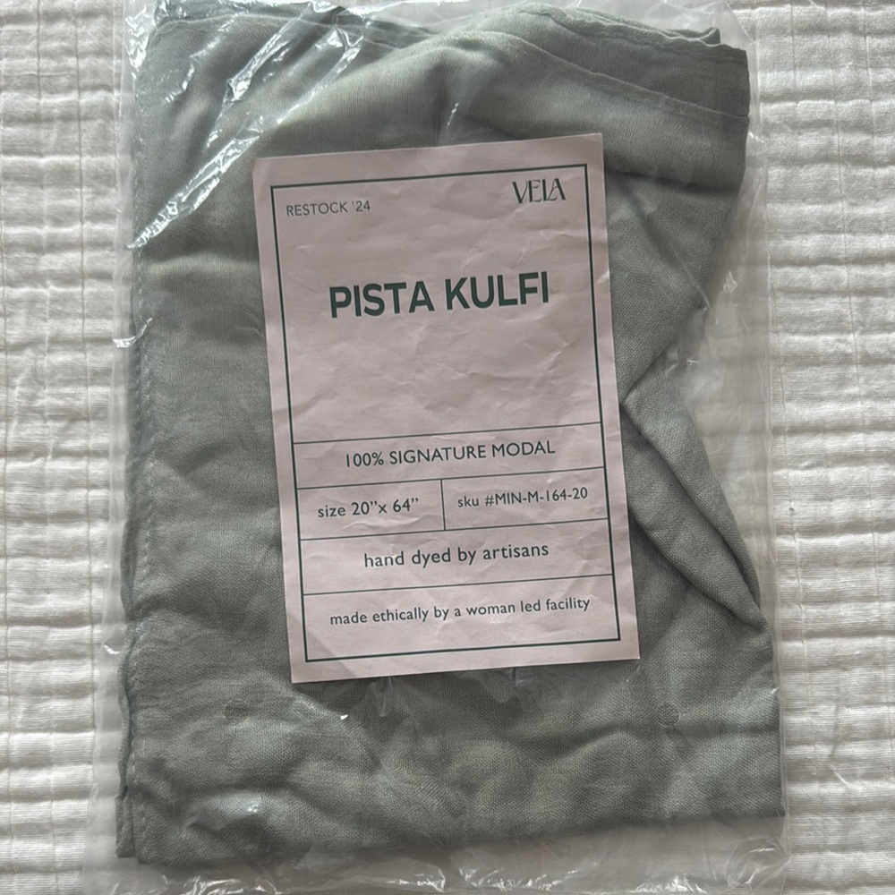 NWT Vela Scarves Pista Kulfi Modal Fabric mini 20”x64”